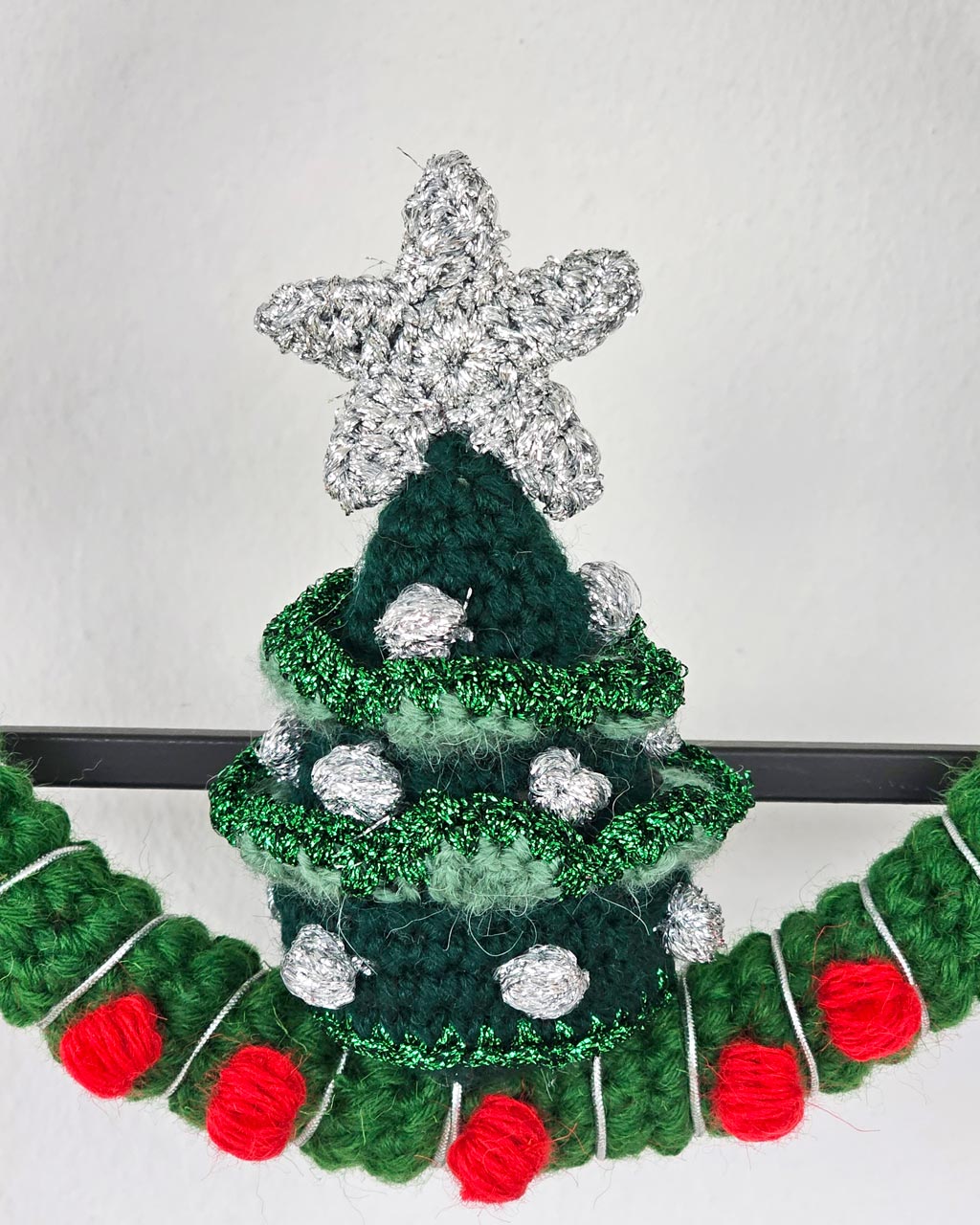 Handmade Crochet Christmas Wreath for Hanging - Image 3