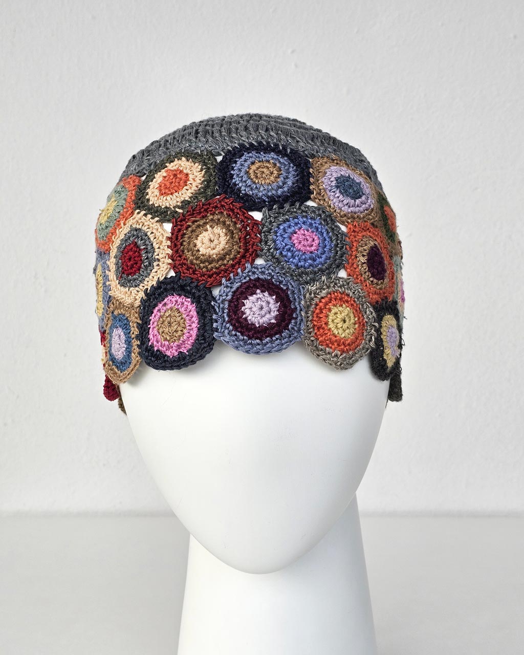 Hand Crocheted Linen Hat with Circles - Image 4