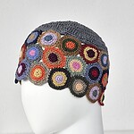 Hand Crocheted Linen Hat with Circles