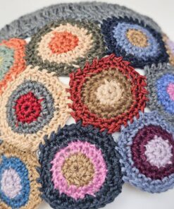 Alternative view of Hand Crocheted Linen Hat with Circles