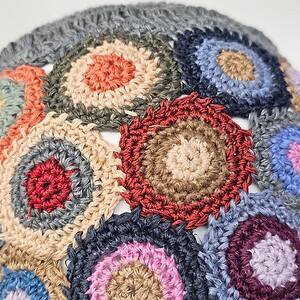 Alternative view of Hand Crocheted Linen Hat with Circles