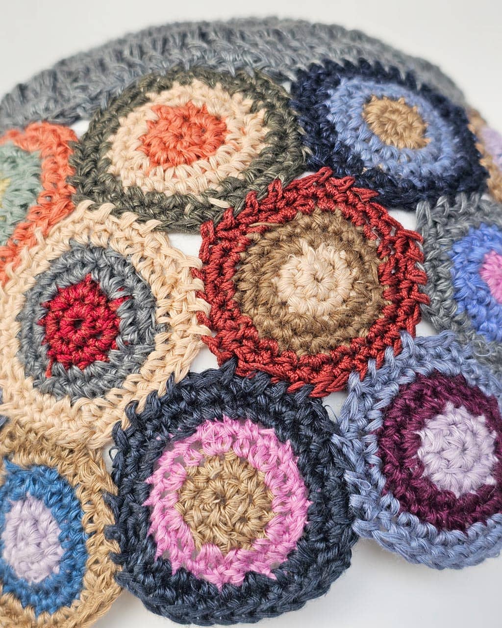 Hand Crocheted Linen Hat with Circles - Image 2