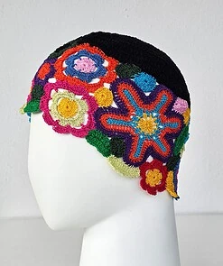 Hand Crocheted Linen Hat with Starfish