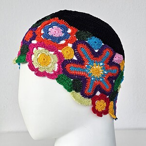 Hand Crocheted Linen Hat with Starfish