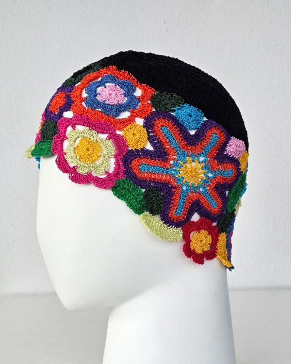 Hand Crocheted Linen Hat with Starfish