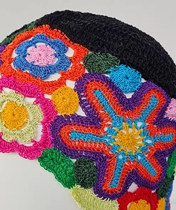 Alternative view of Hand Crocheted Linen Hat with Starfish
