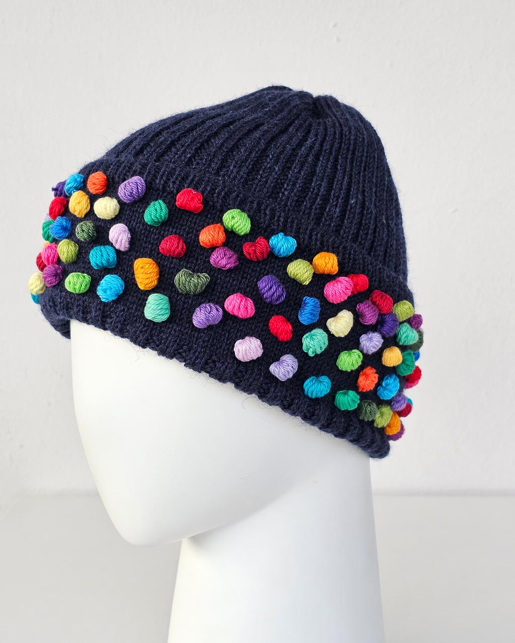 Handmade Wool Hat and Gloves with Colorful Pompoms - Image 6