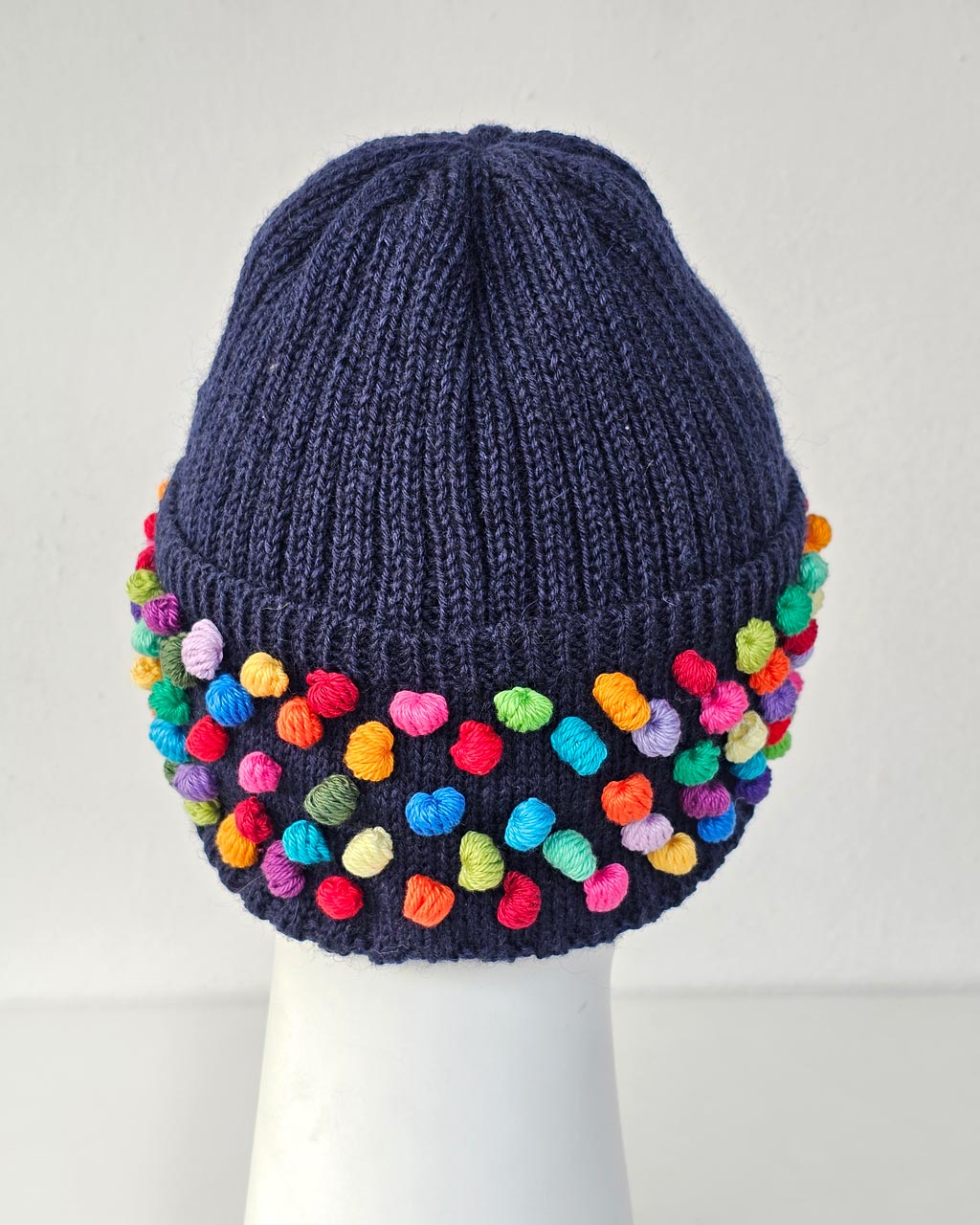 Handmade Wool Hat and Gloves with Colorful Pompoms - Image 5