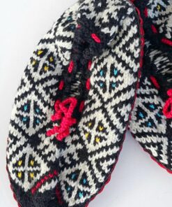 Alternative view of Slipper Socks with Leather Sole - Short Black