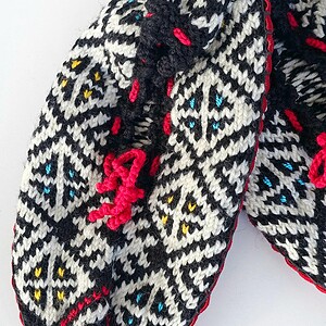 Alternative view of Slipper Socks with Leather Sole - Short Black