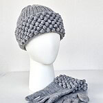 Handmade Wool Hat and Gloves with Pompoms