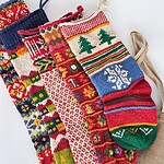 Bundle of 5 Red Handmade Christmas Stockings