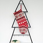 Red Christmas Stocking With Snowflakes