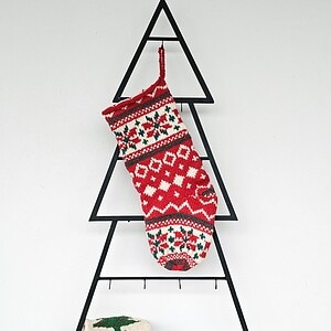 Red Christmas Stocking With Snowflakes