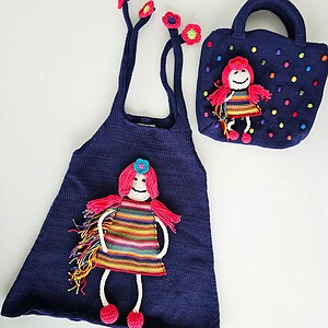 Knitted Girls Dress with Matching Purse