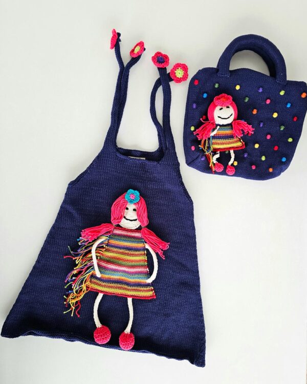 Knitted Girls Dress with Matching Purse