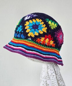 Hand crocheted Patchwork Kids Hat