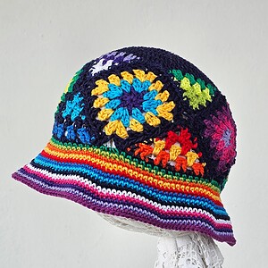 Hand crocheted Patchwork Kids Hat