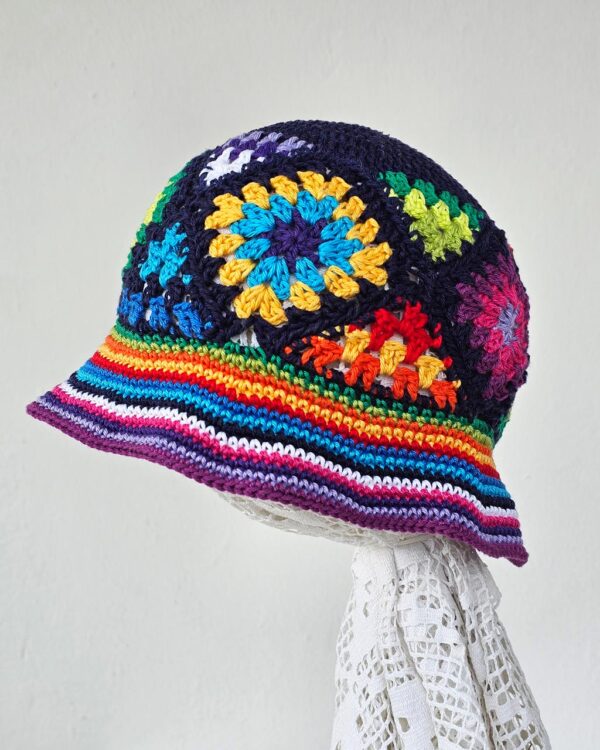 Hand crocheted Patchwork Kids Hat