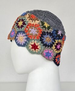 Alternative view of Hand Crocheted Linen Hat - Patchwork