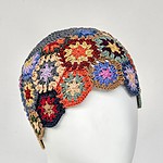 Hand Crocheted Linen Hat - Patchwork