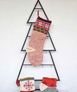 Handcrafted Holiday Stocking With Snowflakes in red festive colors