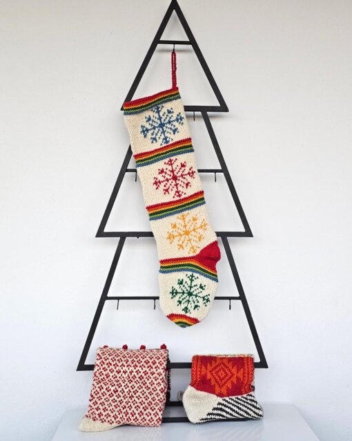Handmade Christmas Stocking With Big Snowflakes in festive multicolored design