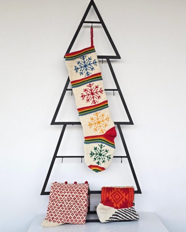 Handmade Christmas Stocking With Big Snowflakes in festive multicolored design