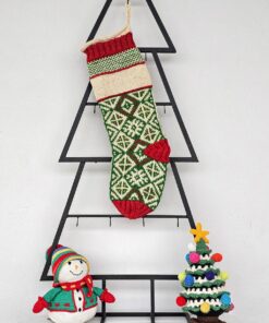 Ethically made knitted Christmas stocking with traditional Bosnian design and custom name option.