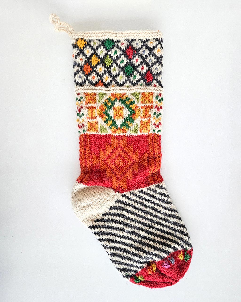 Traditional handmade Christmas stocking created by Bosnian artisans
