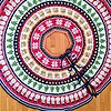 Festive tree skirt with snowmen and reindeer pattern