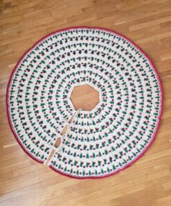 Handmade Christmas tree skirt with festive pattern